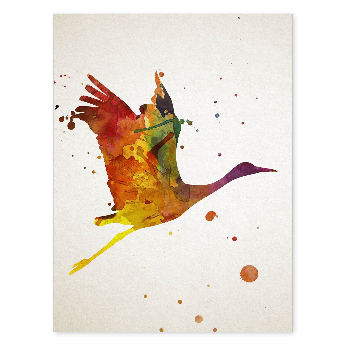 Poster de Cigüeña estilo acuarela. Láminas de animales con estilo acuarela-Artwork-Nacnic-A4-Sin marco-Nacnic Estudio SL