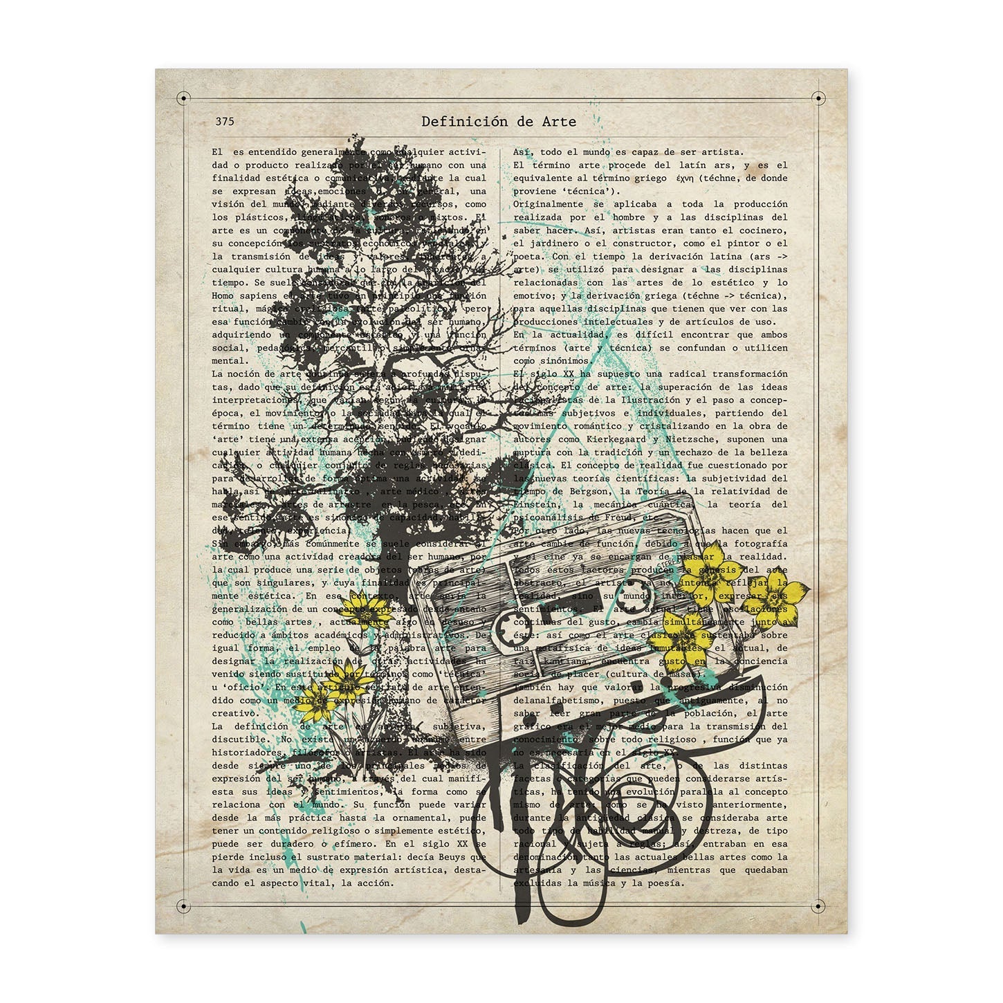 Poster de Cinta de casete con flores. Láminas musicales con definiciones para-Artwork-Nacnic-A4-Sin marco-Nacnic Estudio SL