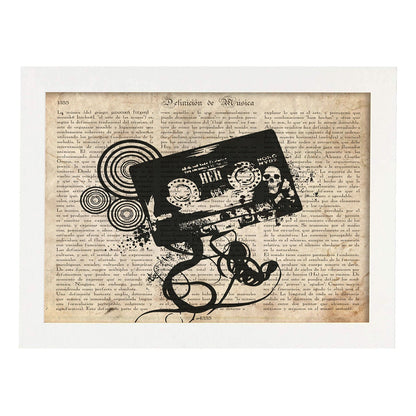 Poster de Cinta de casete punk. Láminas musicales con definiciones para-Artwork-Nacnic-A4-Marco Blanco-Nacnic Estudio SL