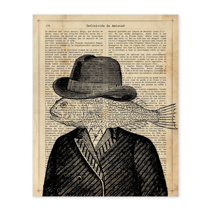 Poster de Classic Fishman con definición. Láminas de animales con texto y definición. Diseño de interiores basado en animales.-Artwork-Nacnic-A4-Sin marco-Nacnic Estudio SL