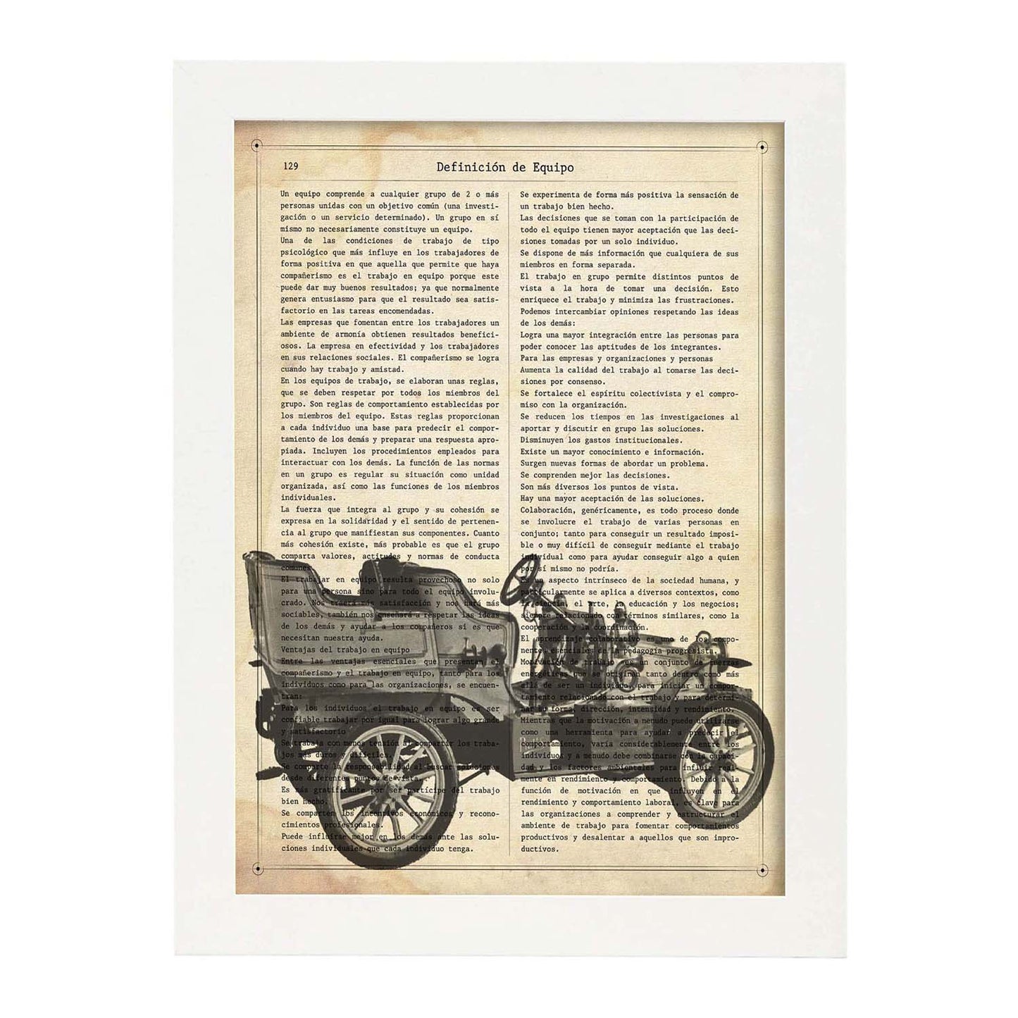 Poster de Coche antiguo. Láminas de vehículos con definiciones. Ilustraciones vintage de coches, motos, aviones, -Artwork-Nacnic-A3-Marco Blanco-Nacnic Estudio SL