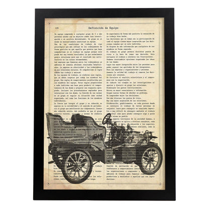 Poster de Coche antiguo. Láminas de vehículos con definiciones. Ilustraciones vintage de coches, motos, aviones, -Artwork-Nacnic-A4-Marco Negro-Nacnic Estudio SL