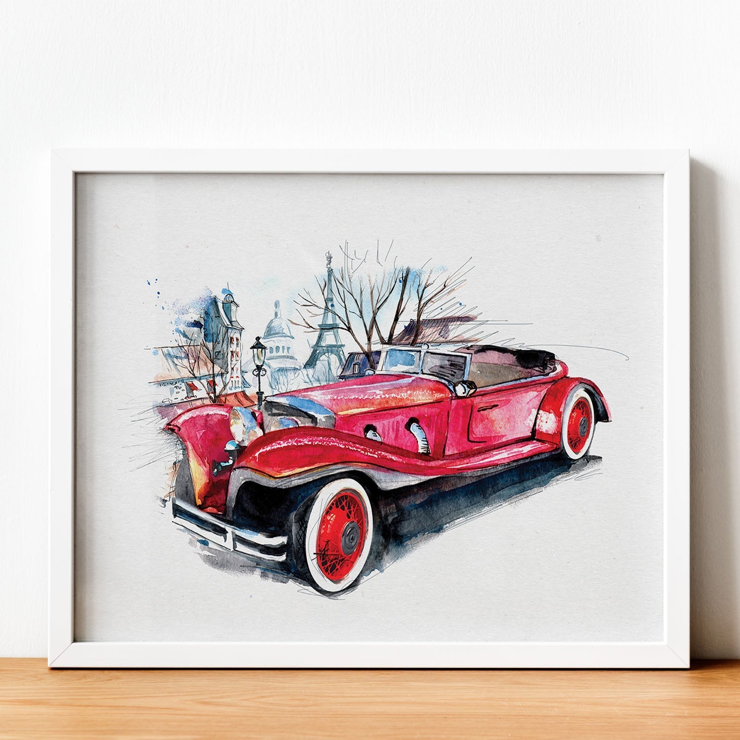 Poster de coches y vehículos. Lámina Coche años 30 con imágenes iilustradas de coches vintage a todo color.-Artwork-Nacnic-Nacnic Estudio SL
