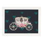 Poster de coches y vehículos. Lámina Coche de caballos de noche con imágenes iilustradas de coches vintage a todo color.-Artwork-Nacnic-A4-Marco Blanco-Nacnic Estudio SL