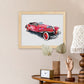 Poster de coches y vehículos. Lámina Coche rojo años 30 con imágenes iilustradas de coches vintage a todo color.-Artwork-Nacnic-Nacnic Estudio SL