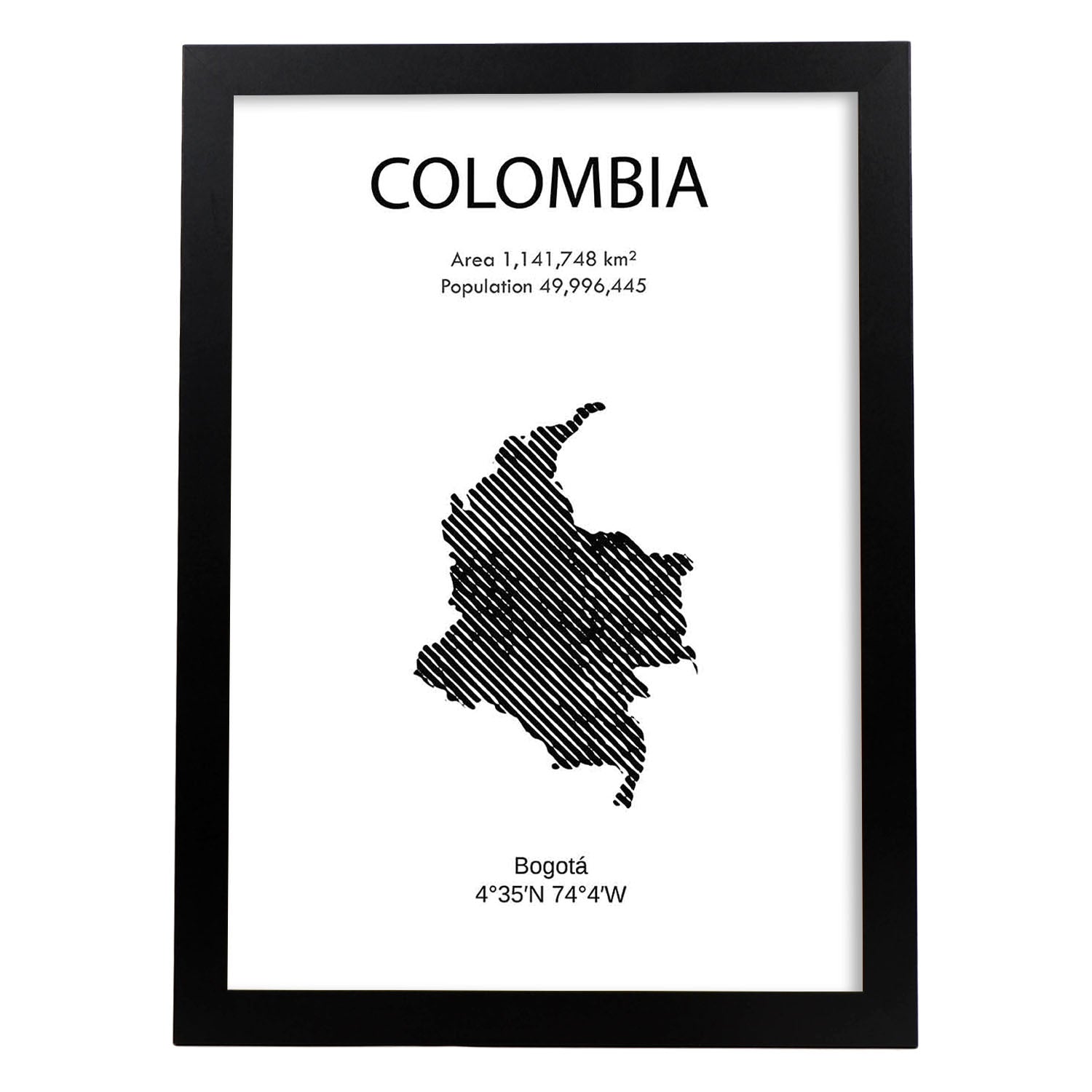Poster de Colombia. Láminas de paises y continentes del mundo.-Artwork-Nacnic-A3-Marco Negro-Nacnic Estudio SL