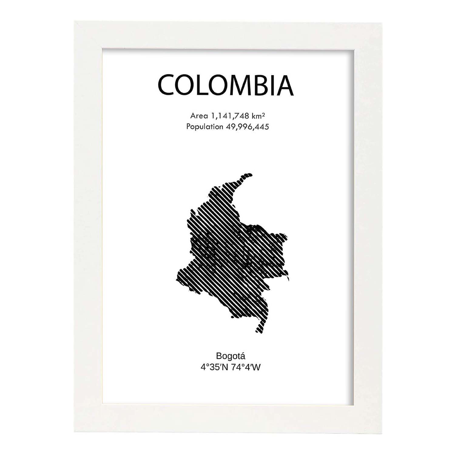 Poster de Colombia. Láminas de paises y continentes del mundo.-Artwork-Nacnic-A4-Marco Blanco-Nacnic Estudio SL