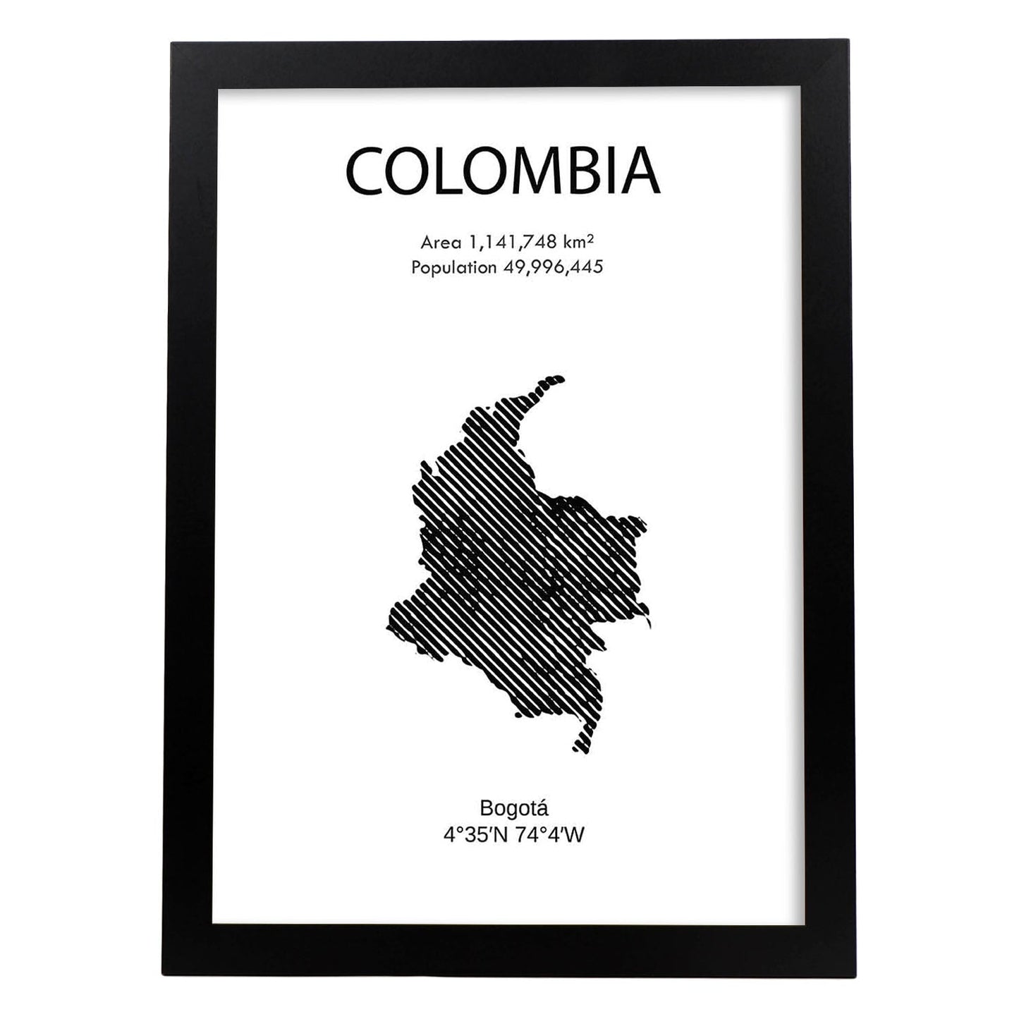 Poster de Colombia. Láminas de paises y continentes del mundo.-Artwork-Nacnic-A4-Marco Negro-Nacnic Estudio SL