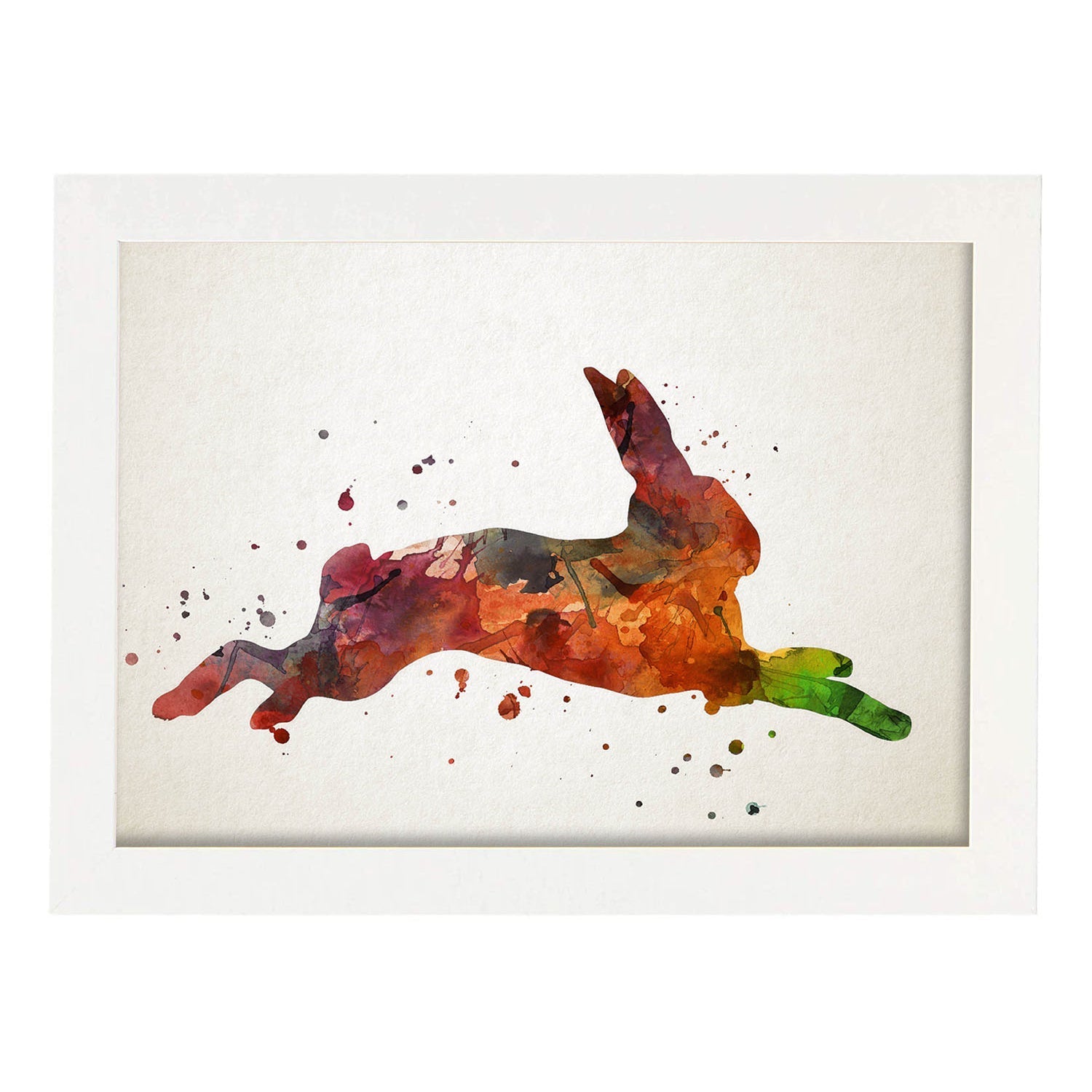 Poster de Conejo 2 estilo acuarela. Láminas de animales con estilo acuarela-Artwork-Nacnic-A3-Marco Blanco-Nacnic Estudio SL