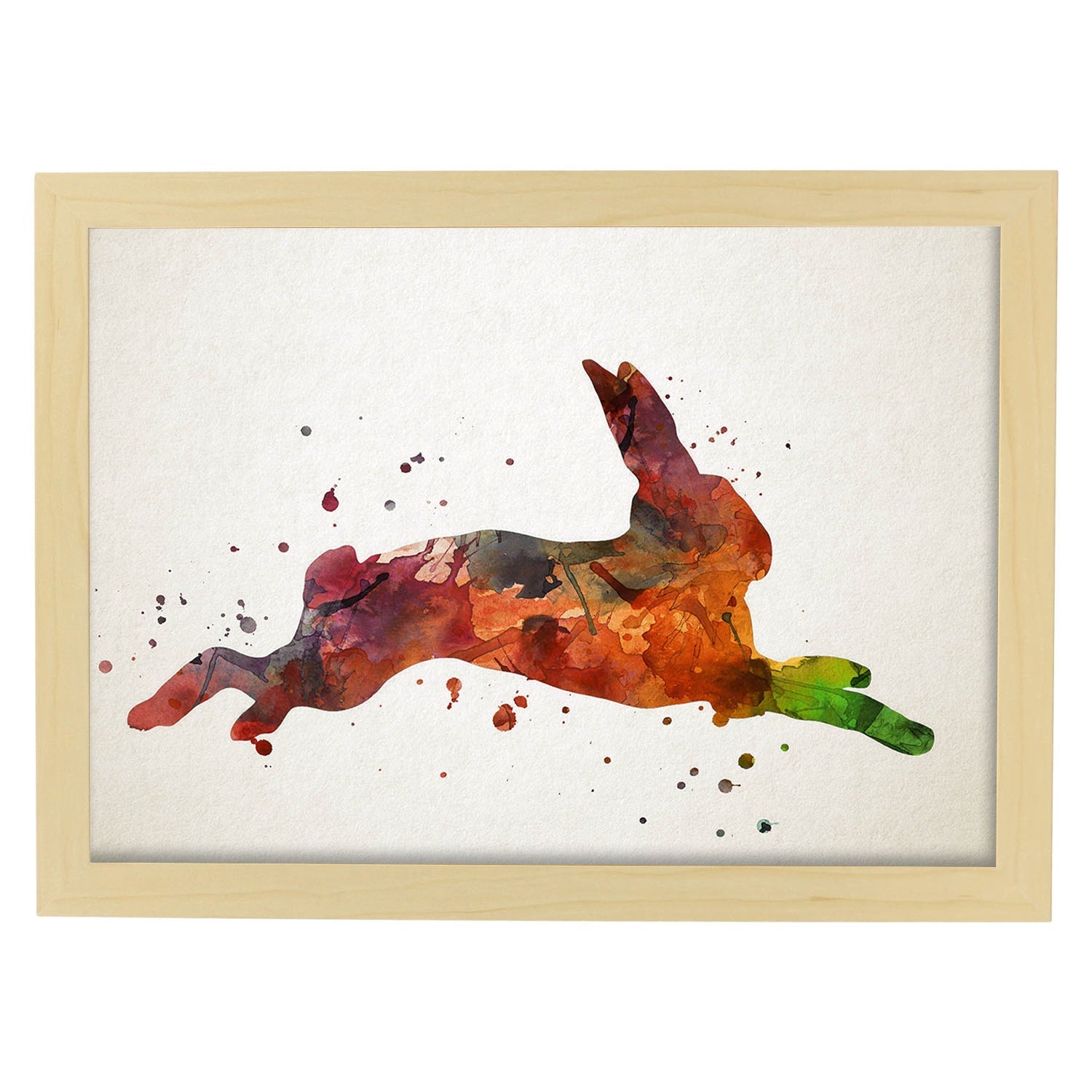 Poster de Conejo 2 estilo acuarela. Láminas de animales con estilo acuarela-Artwork-Nacnic-A3-Marco Madera clara-Nacnic Estudio SL