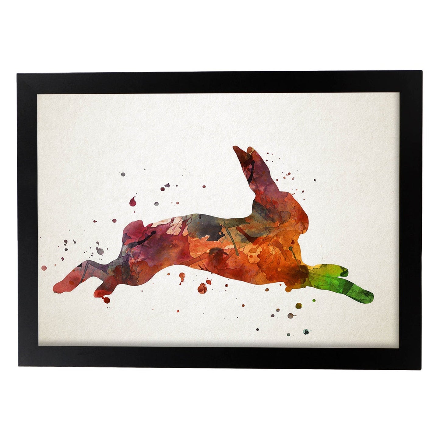 Poster de Conejo 2 estilo acuarela. Láminas de animales con estilo acuarela-Artwork-Nacnic-A3-Marco Negro-Nacnic Estudio SL