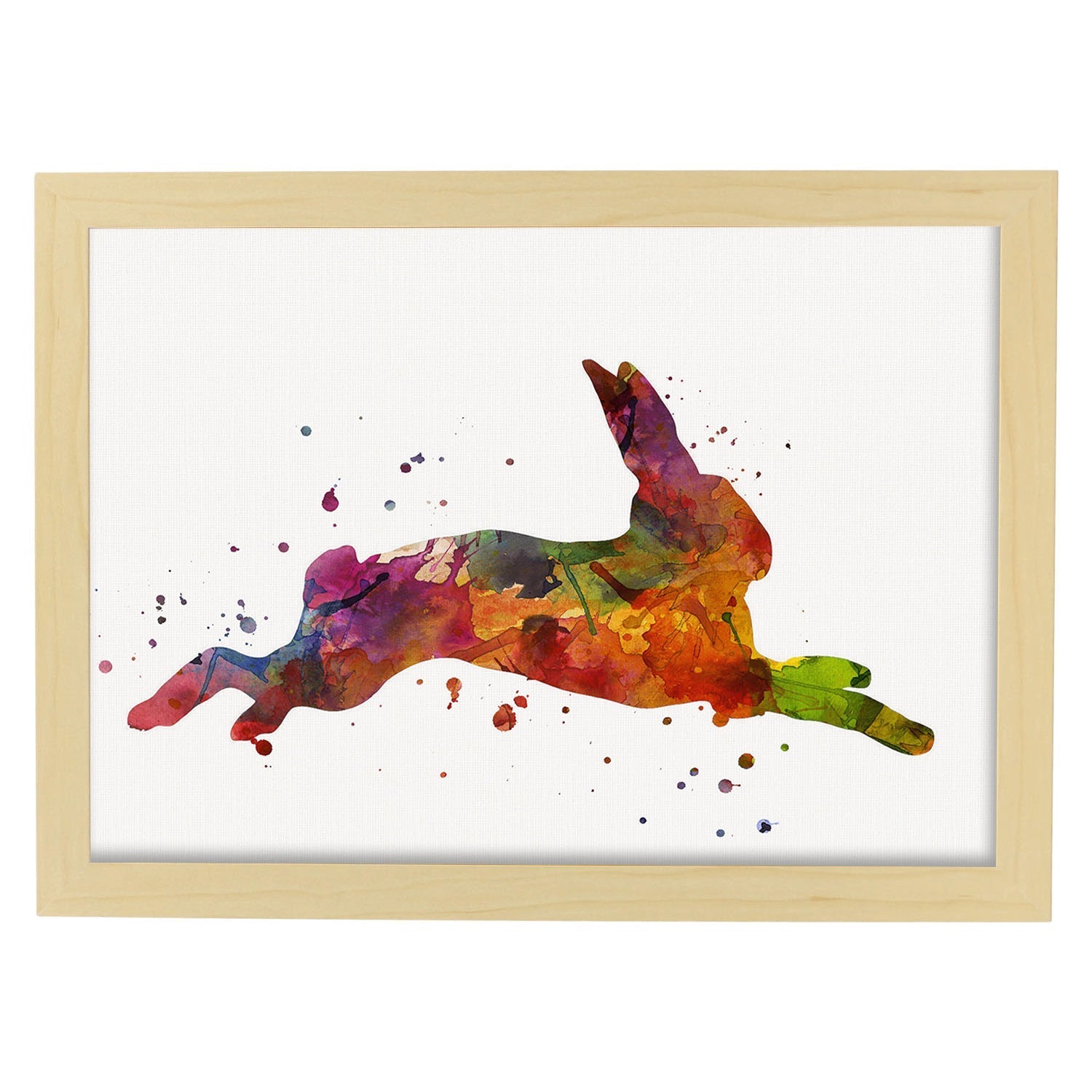 Poster de Conejo estilo acuarela. Láminas de animales con estilo acuarela-Artwork-Nacnic-A3-Marco Madera clara-Nacnic Estudio SL