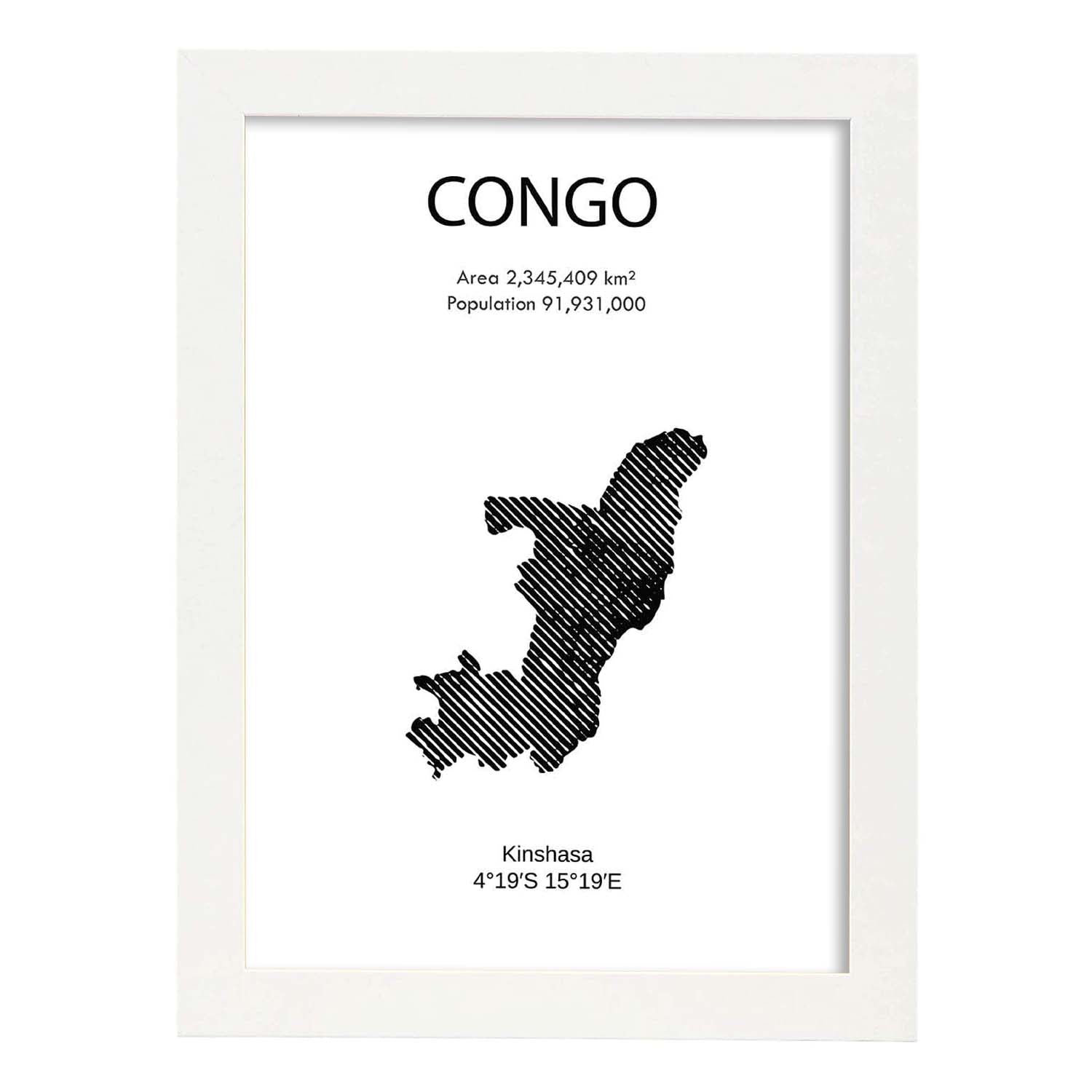 Poster de Congo. Láminas de paises y continentes del mundo.-Artwork-Nacnic-A3-Marco Blanco-Nacnic Estudio SL