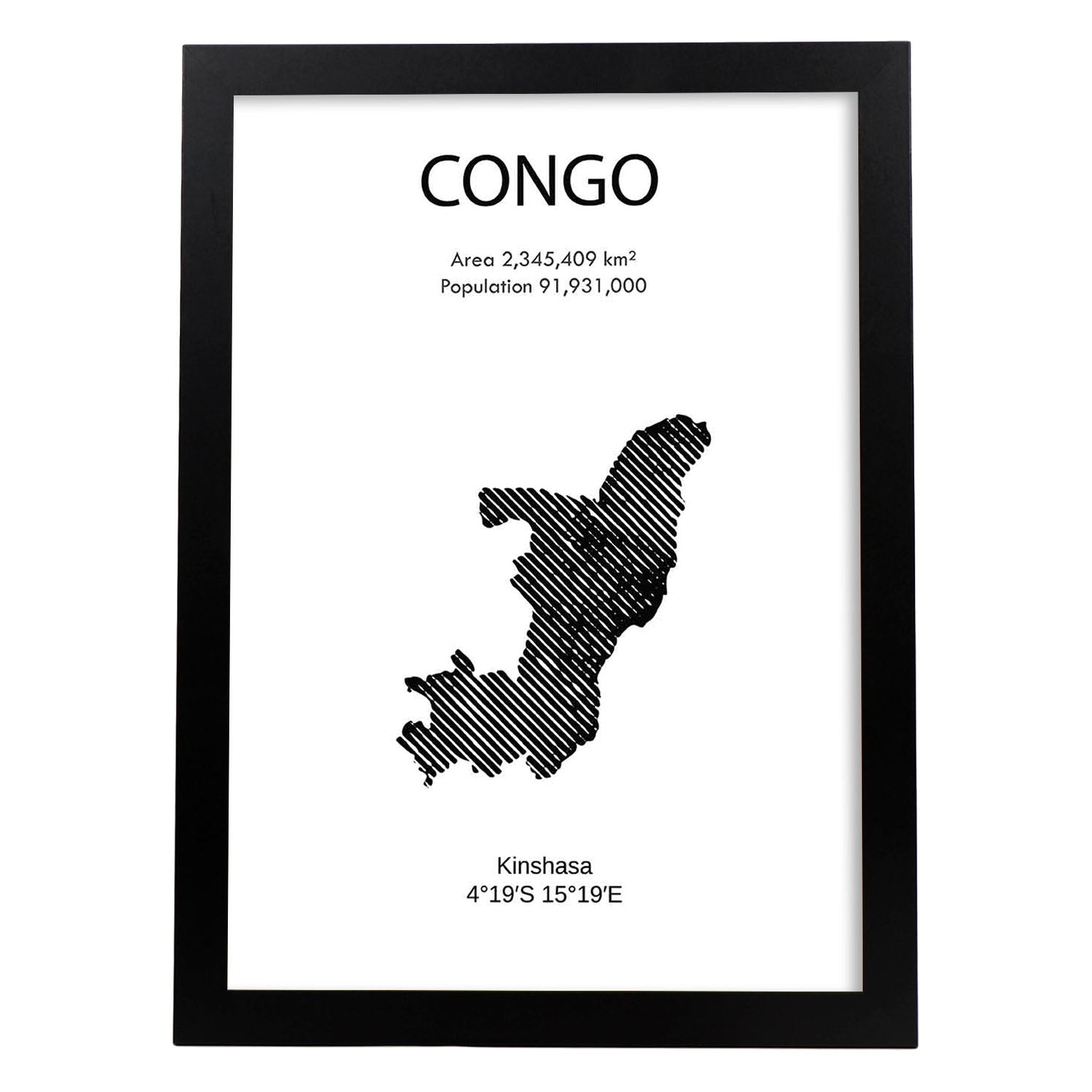 Poster de Congo. Láminas de paises y continentes del mundo.-Artwork-Nacnic-A3-Marco Negro-Nacnic Estudio SL