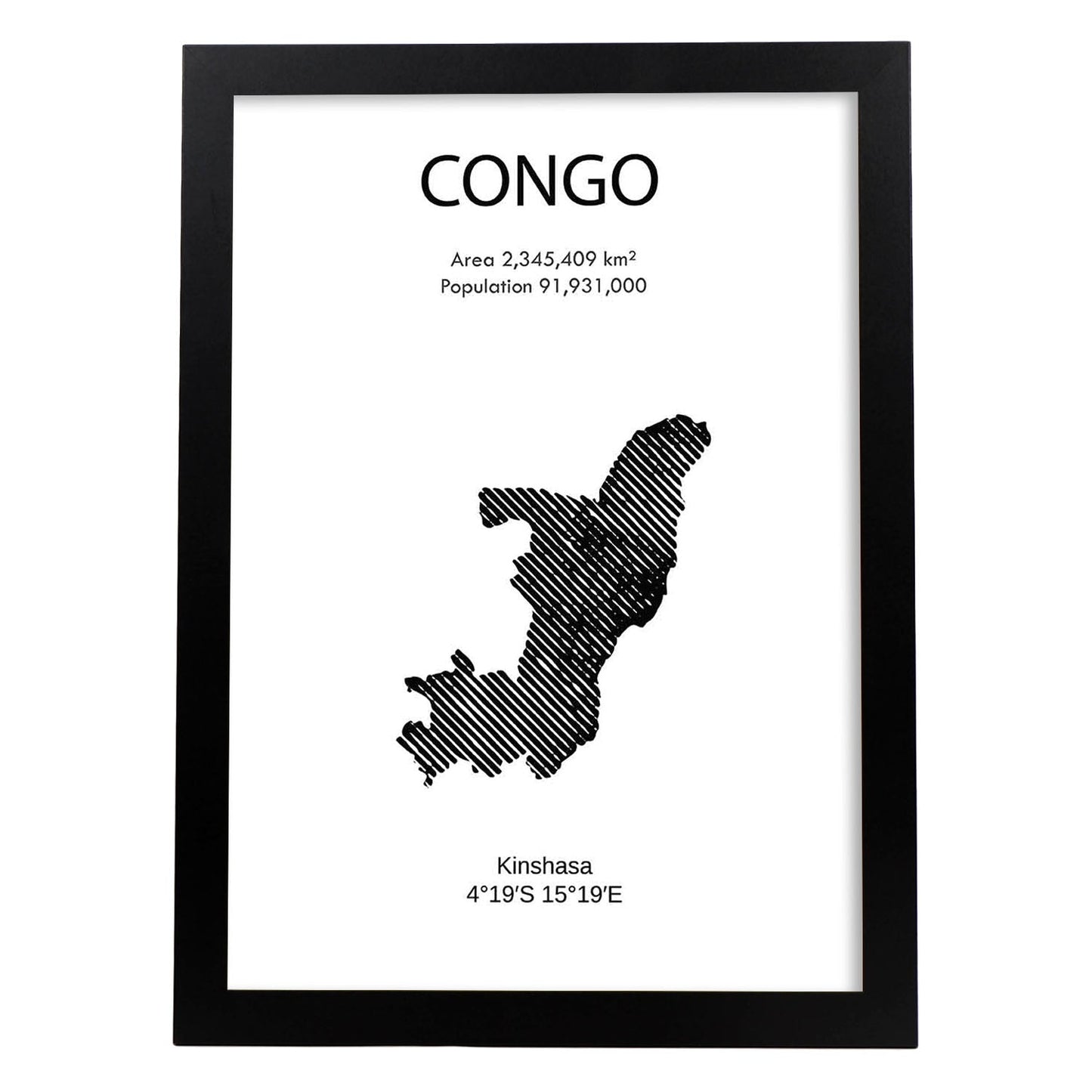 Poster de Congo. Láminas de paises y continentes del mundo.-Artwork-Nacnic-A4-Marco Negro-Nacnic Estudio SL