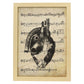 Poster de Corazon anatomico sobre partitura. Láminas de imágenes con partituras. Diseño de música para el hogar.-Artwork-Nacnic-A3-Marco Madera clara-Nacnic Estudio SL