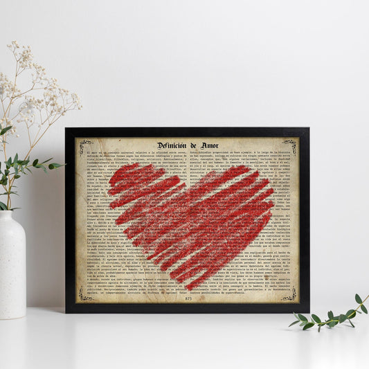 Poster de Corazon en tiza. Láminas románticas de amor con definiciones. Ilustraciones para tu pareja, familia, mujer, ...-Artwork-Nacnic-Nacnic Estudio SL