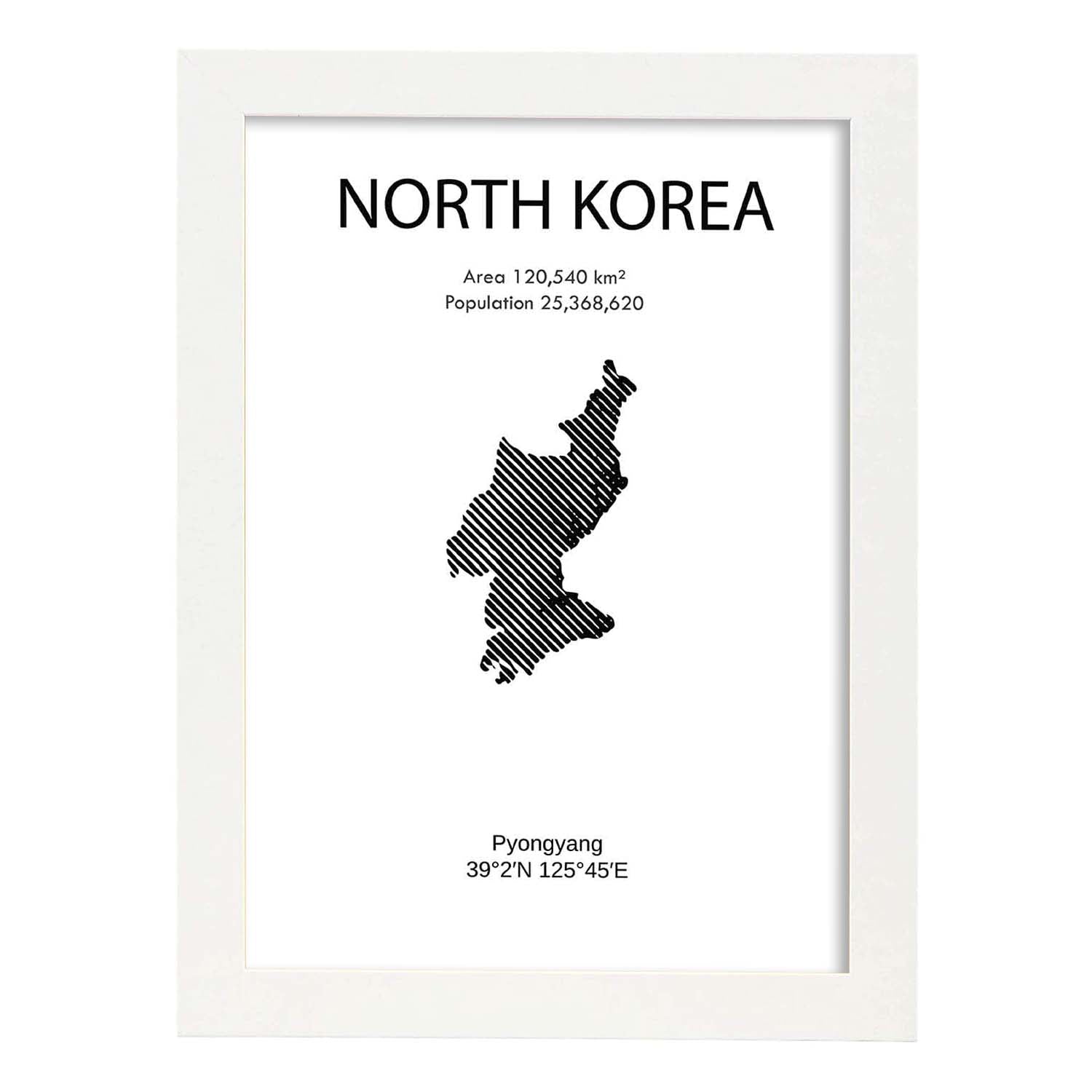 Poster de Corea del norte. Láminas de paises y continentes del mundo.-Artwork-Nacnic-A3-Marco Blanco-Nacnic Estudio SL