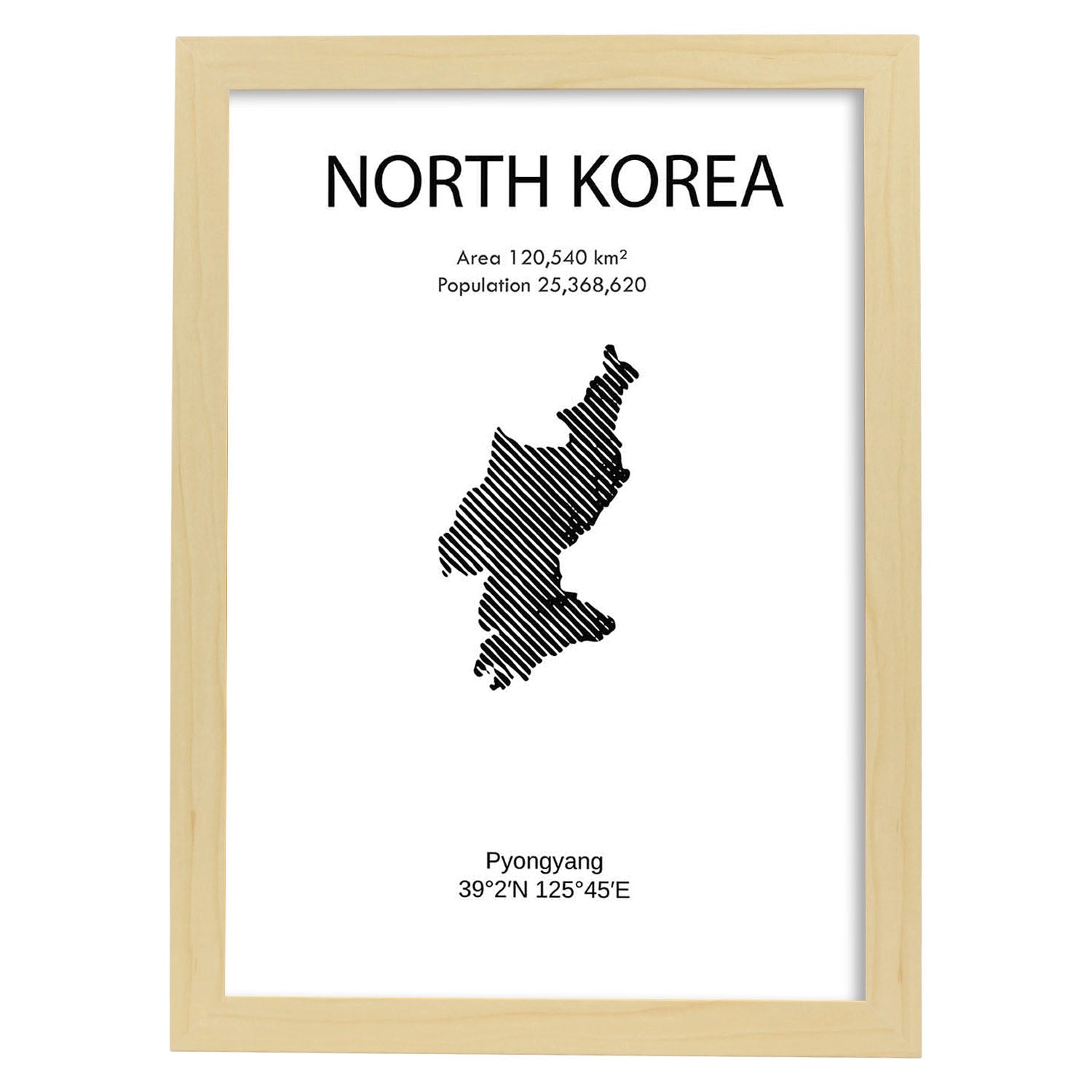Poster de Corea del norte. Láminas de paises y continentes del mundo.-Artwork-Nacnic-A3-Marco Madera clara-Nacnic Estudio SL