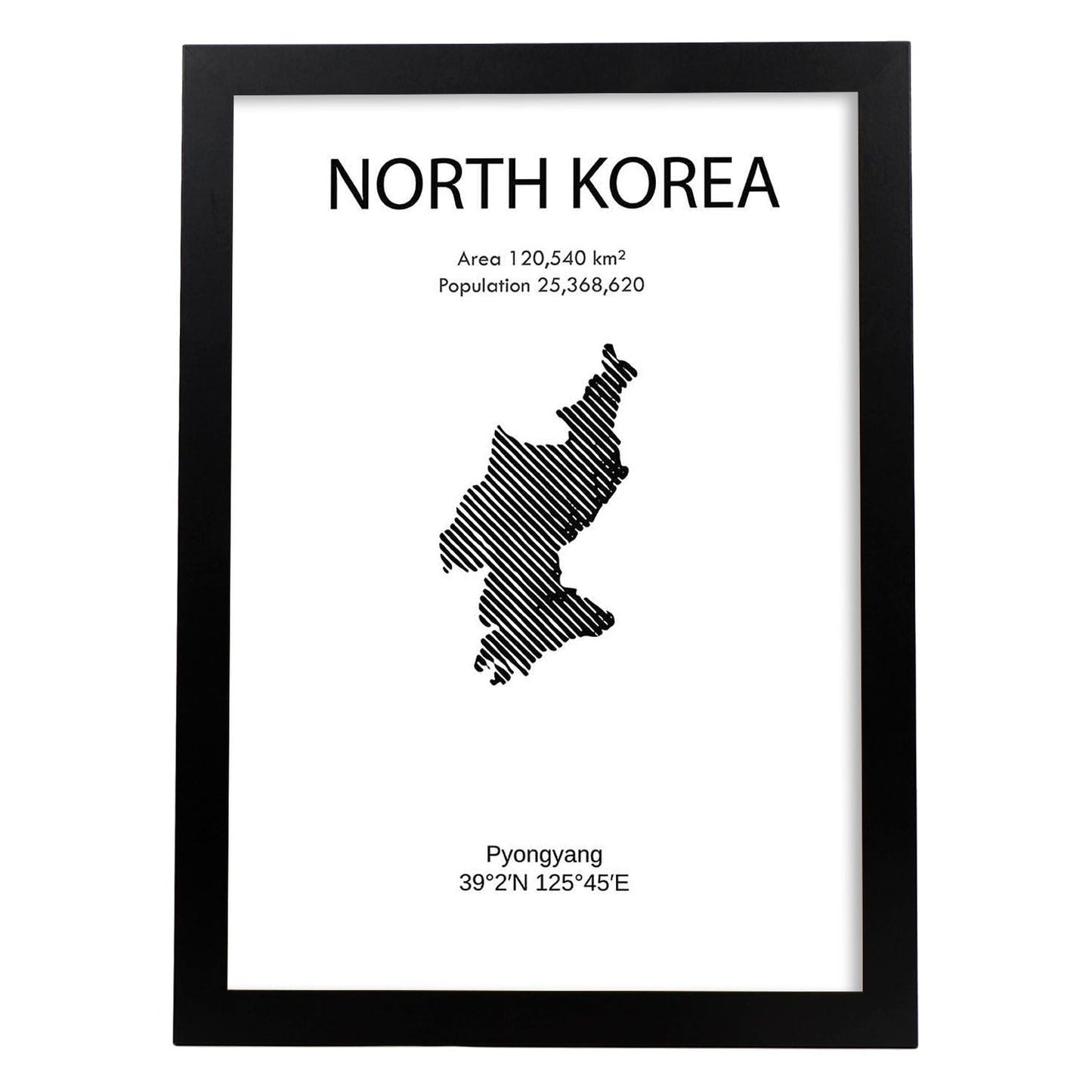 Poster de Corea del norte. Láminas de paises y continentes del mundo.-Artwork-Nacnic-A4-Marco Negro-Nacnic Estudio SL