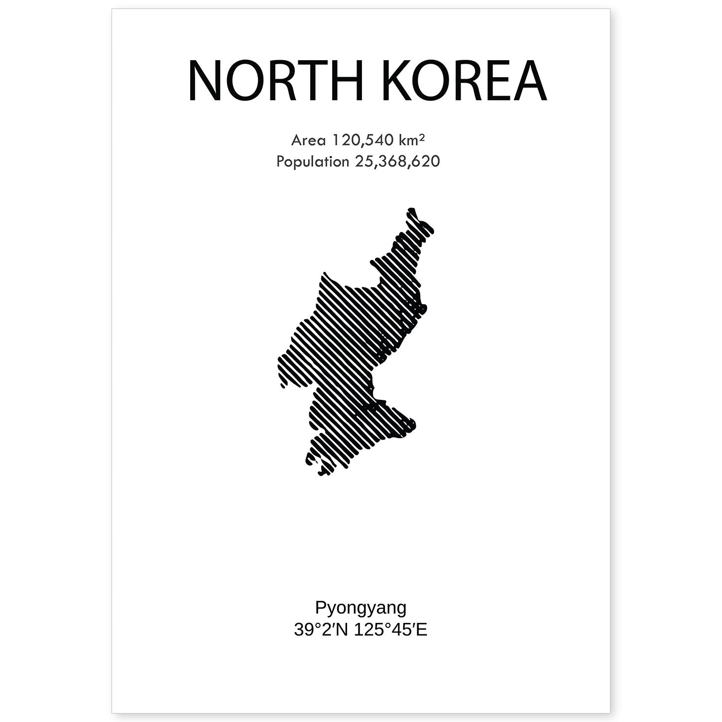 Poster de Corea del norte. Láminas de paises y continentes del mundo.-Artwork-Nacnic-A4-Sin marco-Nacnic Estudio SL