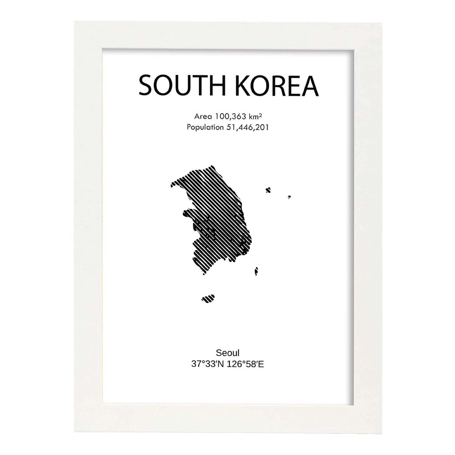 Poster de Corea del sur. Láminas de paises y continentes del mundo.-Artwork-Nacnic-A3-Marco Blanco-Nacnic Estudio SL