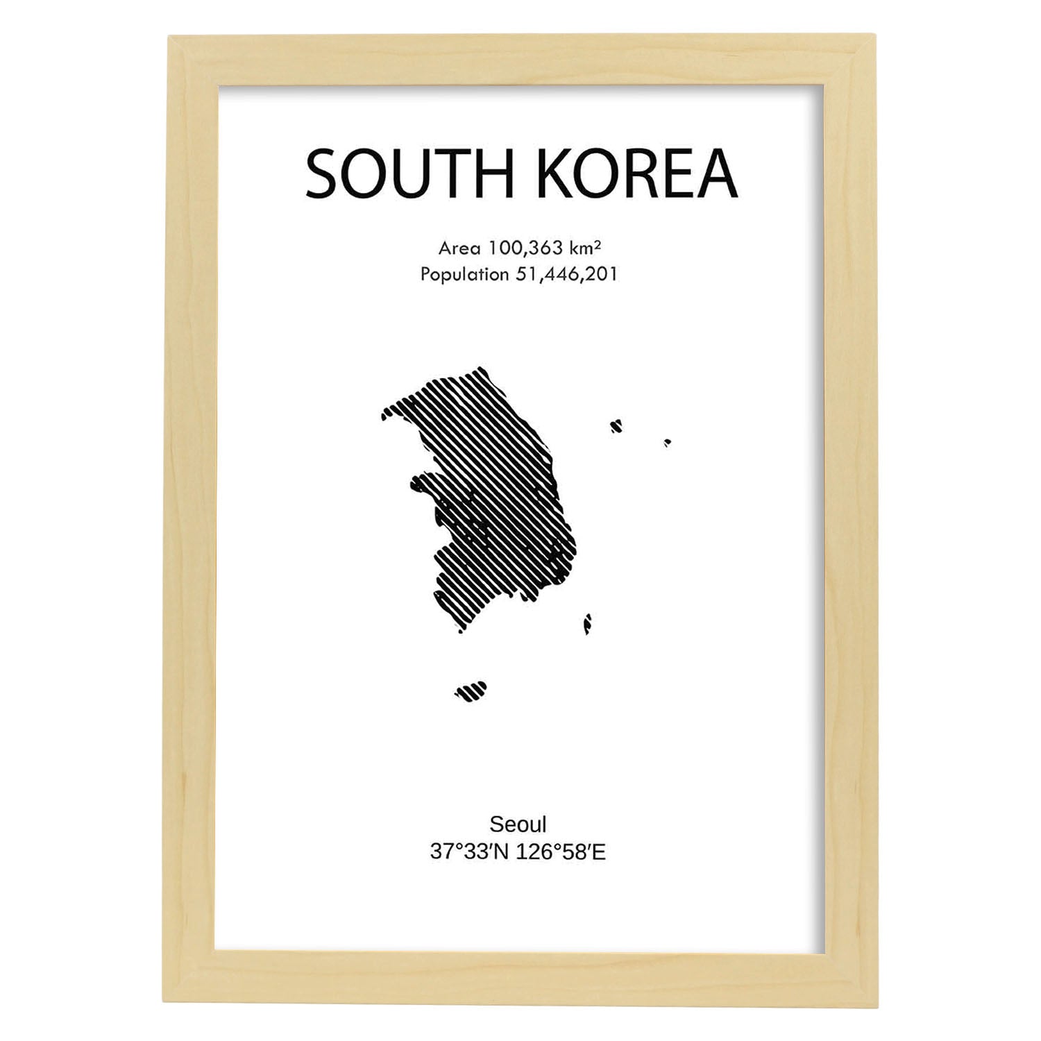Poster de Corea del sur. Láminas de paises y continentes del mundo.-Artwork-Nacnic-A3-Marco Madera clara-Nacnic Estudio SL