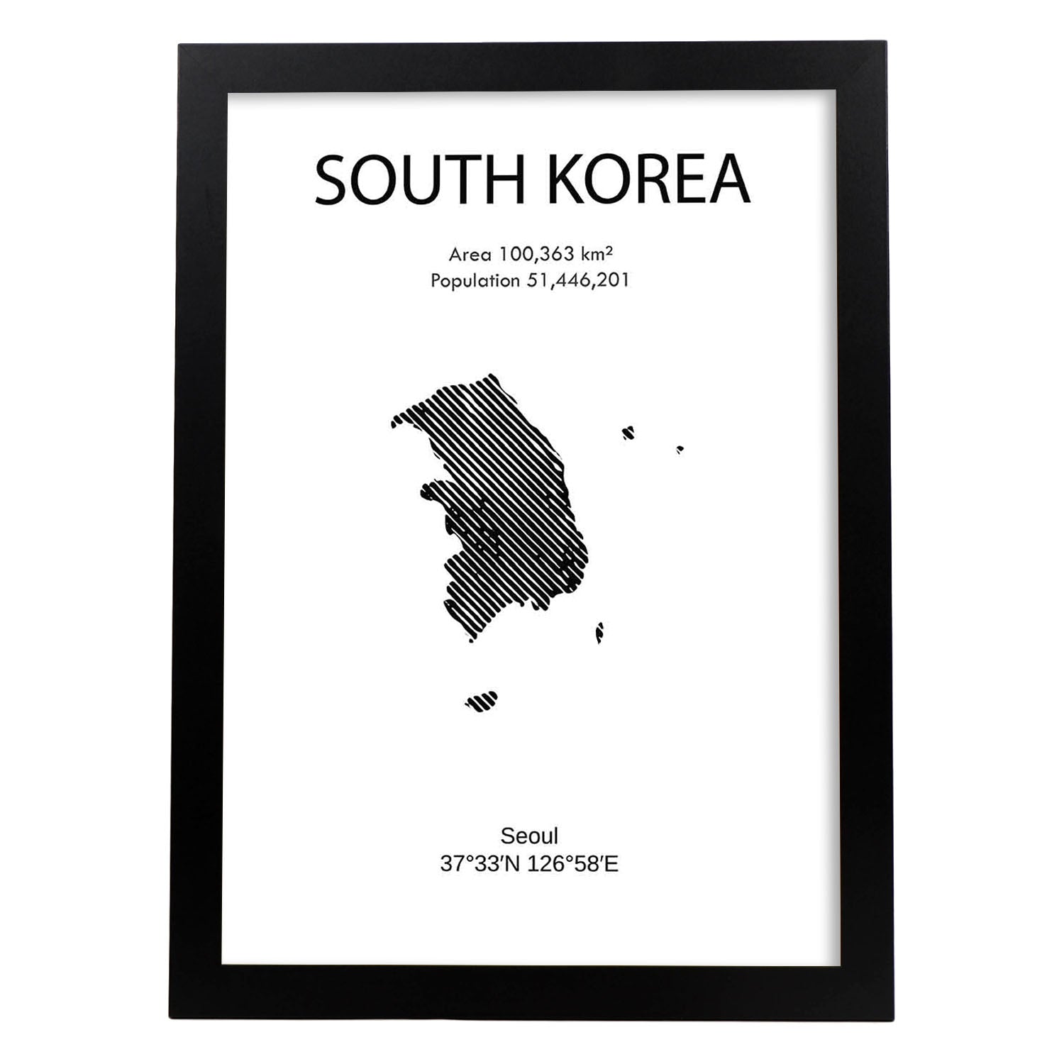 Poster de Corea del sur. Láminas de paises y continentes del mundo.-Artwork-Nacnic-A3-Marco Negro-Nacnic Estudio SL