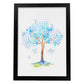 Poster de coronas florales. Lámina Arbol azul lila, ilustrada con diseños de flores, plantas, y animales.-Artwork-Nacnic-A4-Marco Negro-Nacnic Estudio SL