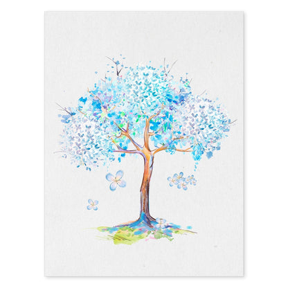 Poster de coronas florales. Lámina Arbol azul lila, ilustrada con diseños de flores, plantas, y animales.-Artwork-Nacnic-A4-Sin marco-Nacnic Estudio SL