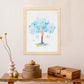 Poster de coronas florales. Lámina Arbol azul lila, ilustrada con diseños de flores, plantas, y animales.-Artwork-Nacnic-Nacnic Estudio SL