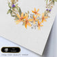 Poster de coronas florales. Lámina Corona floral amarilla, ilustrada con diseños de flores, plantas, y animales.-Artwork-Nacnic-Nacnic Estudio SL