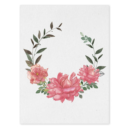 Poster de coronas florales. Lámina Corona floral rosas, ilustrada con diseños de flores, plantas, y animales.-Artwork-Nacnic-A4-Sin marco-Nacnic Estudio SL