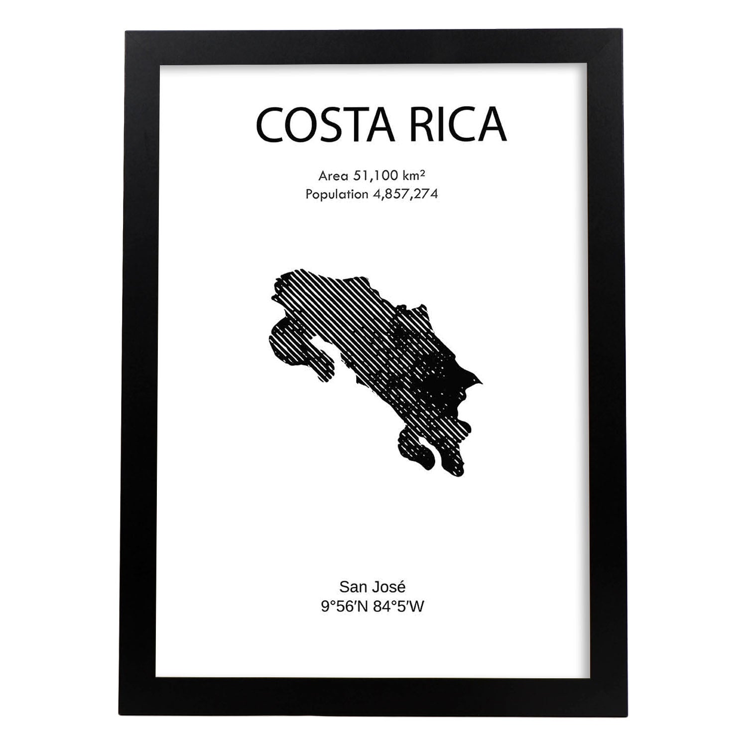 Poster de Costa Rica. Láminas de paises y continentes del mundo.-Artwork-Nacnic-A3-Marco Negro-Nacnic Estudio SL