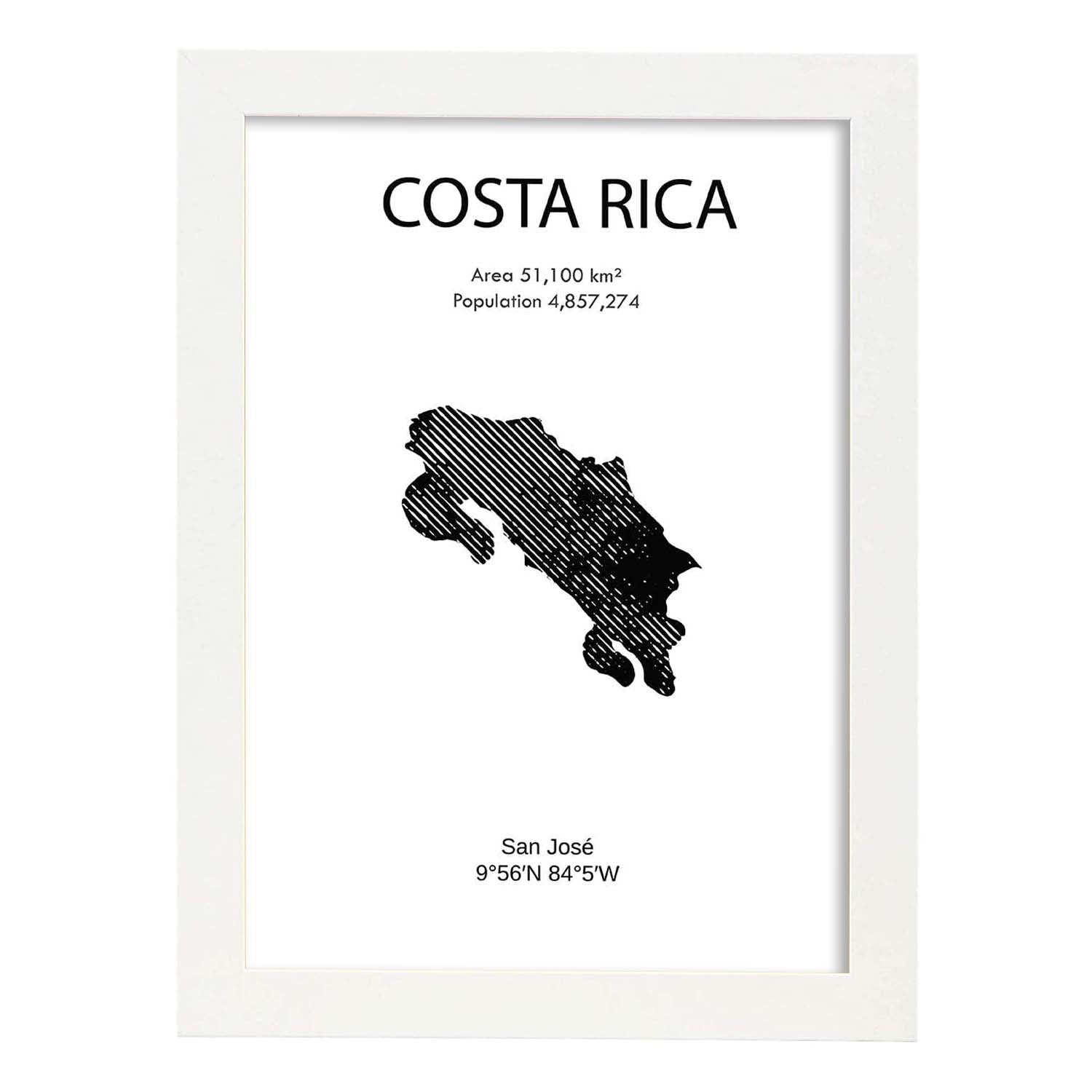 Poster de Costa Rica. Láminas de paises y continentes del mundo.-Artwork-Nacnic-A4-Marco Blanco-Nacnic Estudio SL
