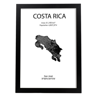 Poster de Costa Rica. Láminas de paises y continentes del mundo.-Artwork-Nacnic-A4-Marco Negro-Nacnic Estudio SL