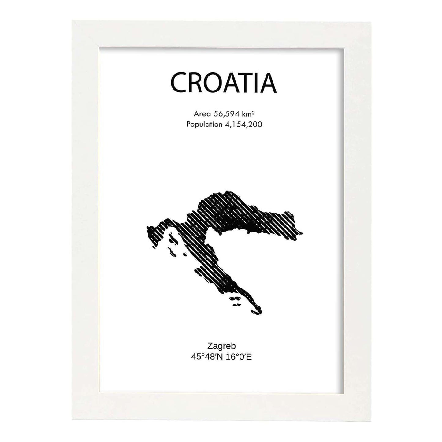 Poster de Croacia. Láminas de paises y continentes del mundo.-Artwork-Nacnic-A3-Marco Blanco-Nacnic Estudio SL