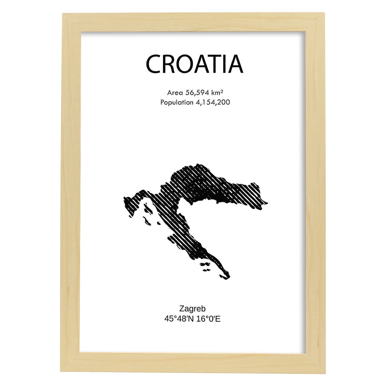 Poster de Croacia. Láminas de paises y continentes del mundo.-Artwork-Nacnic-A3-Marco Madera clara-Nacnic Estudio SL