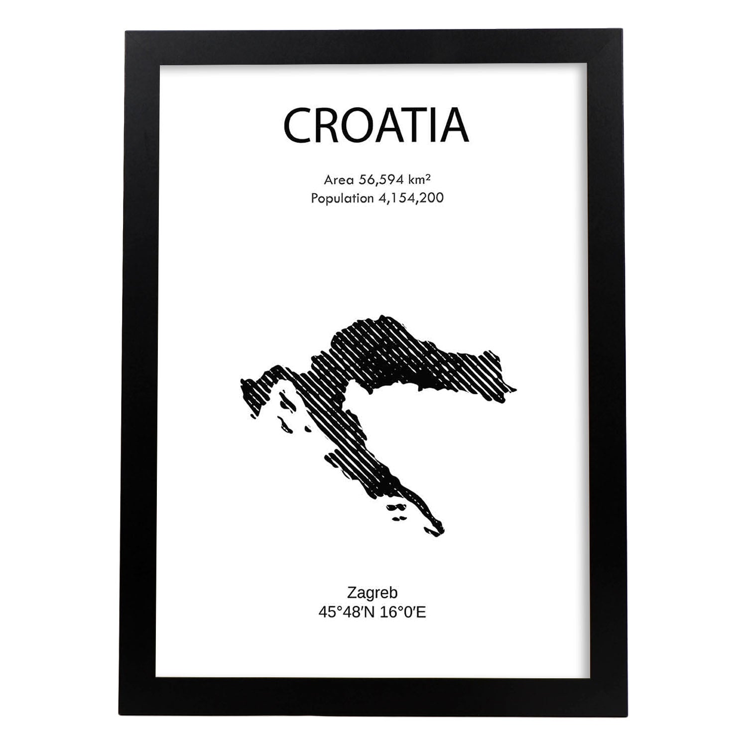 Poster de Croacia. Láminas de paises y continentes del mundo.-Artwork-Nacnic-A3-Marco Negro-Nacnic Estudio SL