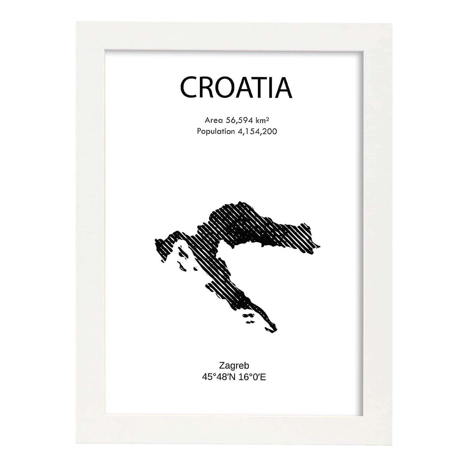 Poster de Croacia. Láminas de paises y continentes del mundo.-Artwork-Nacnic-A4-Marco Blanco-Nacnic Estudio SL