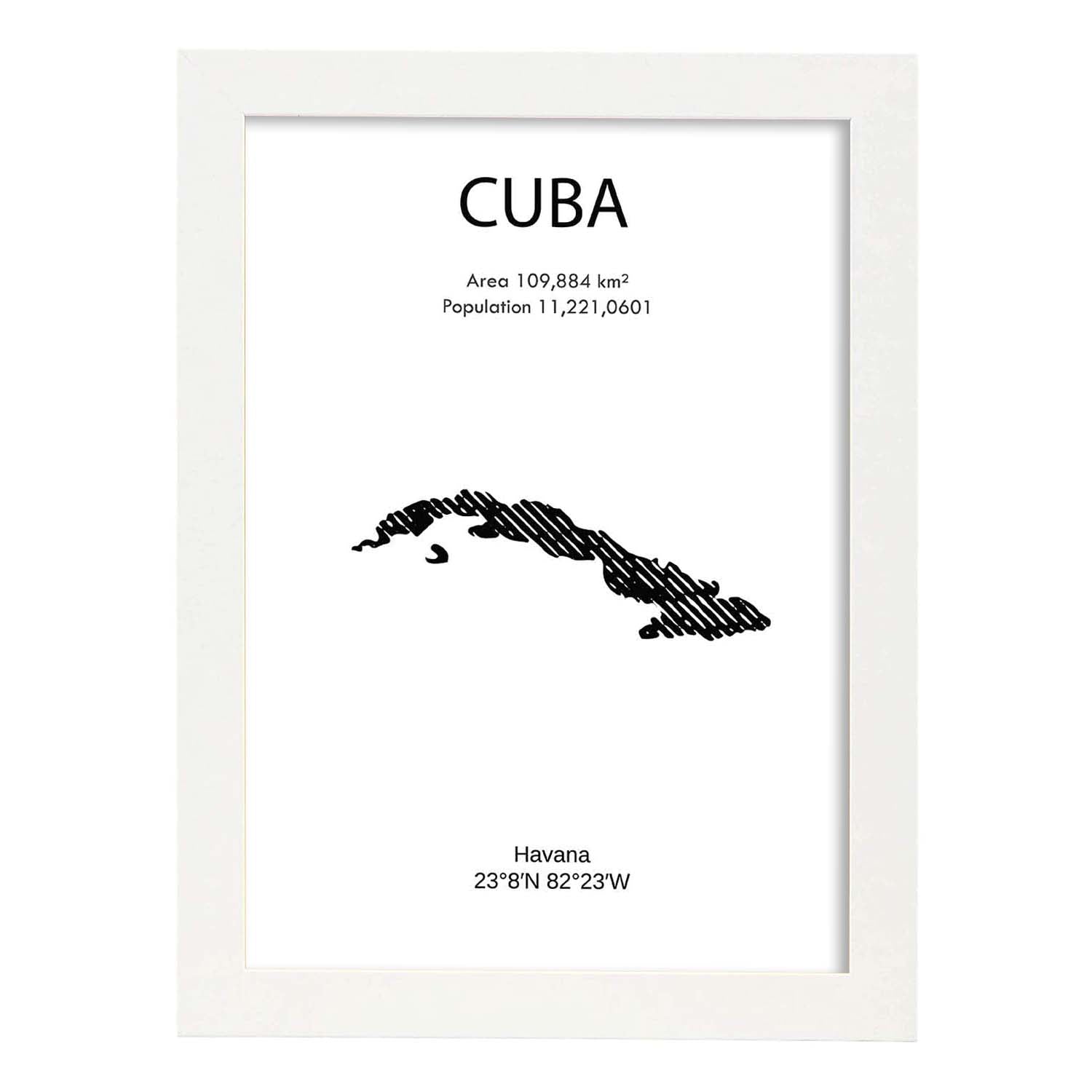 Poster de Cuba. Láminas de paises y continentes del mundo.-Artwork-Nacnic-A3-Marco Blanco-Nacnic Estudio SL