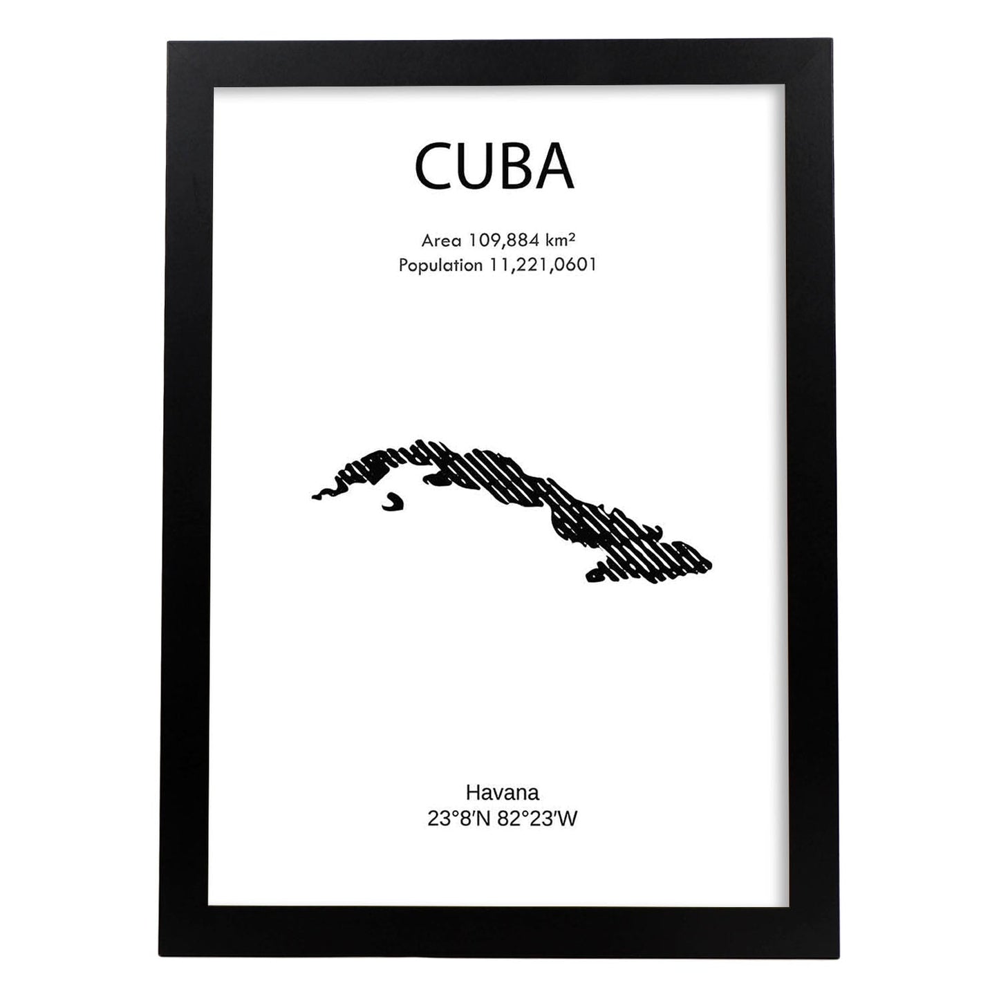 Poster de Cuba. Láminas de paises y continentes del mundo.-Artwork-Nacnic-A3-Marco Negro-Nacnic Estudio SL