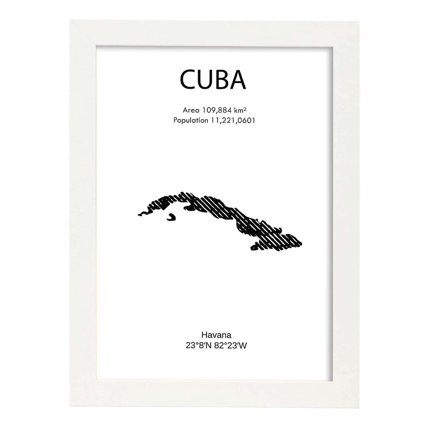 Poster de Cuba. Láminas de paises y continentes del mundo.-Artwork-Nacnic-A4-Marco Blanco-Nacnic Estudio SL