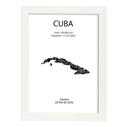 Poster de Cuba. Láminas de paises y continentes del mundo.-Artwork-Nacnic-A4-Marco Blanco-Nacnic Estudio SL