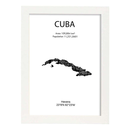 Poster de Cuba. Láminas de paises y continentes del mundo.-Artwork-Nacnic-A4-Marco Blanco-Nacnic Estudio SL