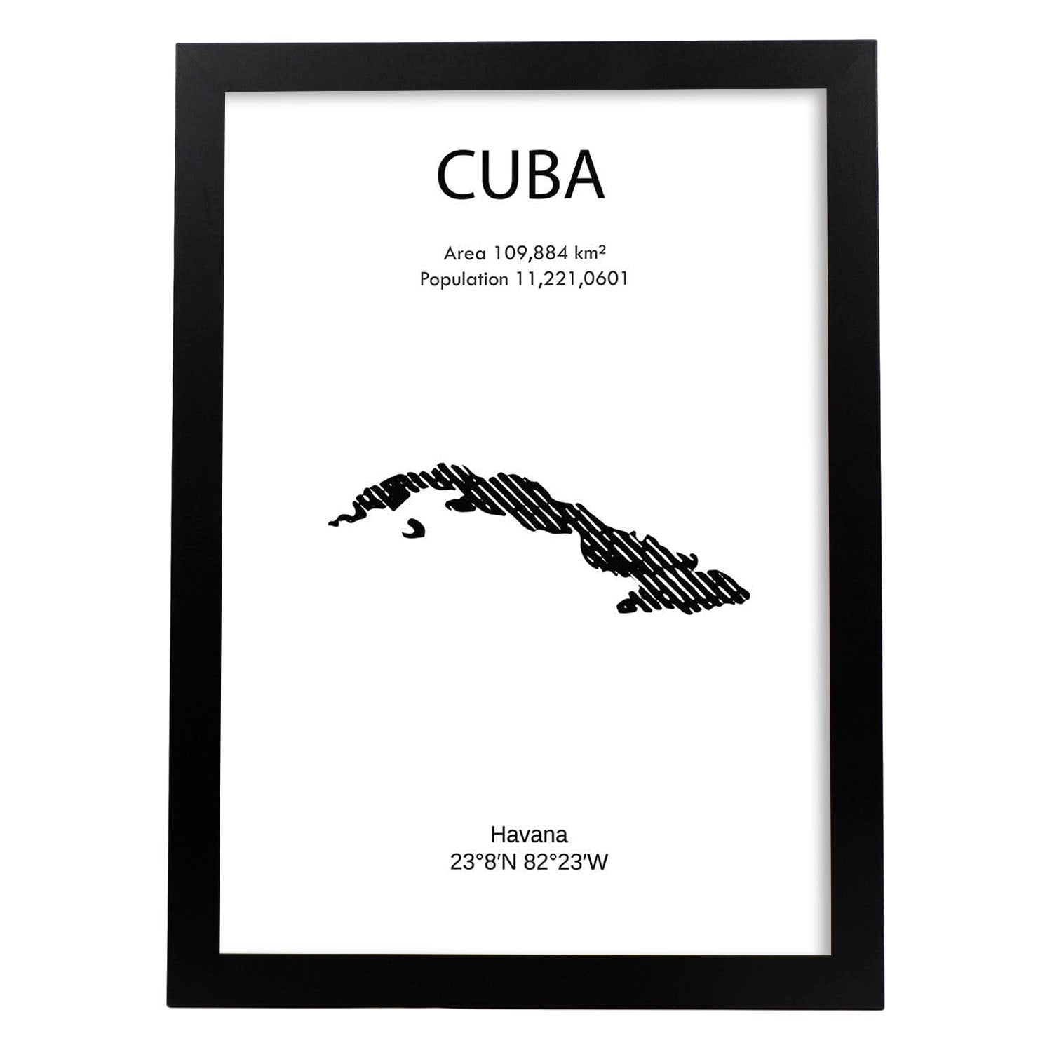 Poster de Cuba. Láminas de paises y continentes del mundo.-Artwork-Nacnic-A4-Marco Negro-Nacnic Estudio SL