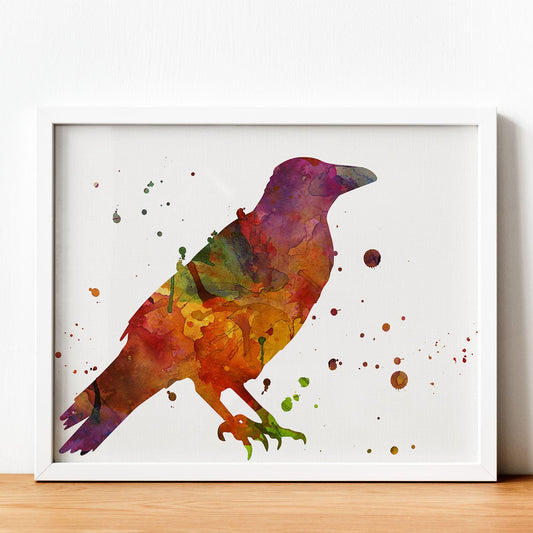 Poster de Cuervo estilo acuarela. Láminas de animales con estilo acuarela-Artwork-Nacnic-Nacnic Estudio SL
