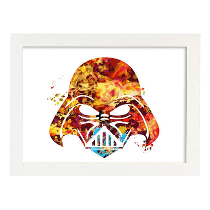 Poster de Dart Vader estilo acuarela. Láminas de cine, películas, y actores. Posters de películas antiguas con estilo acuarela.-Artwork-Nacnic-A4-Marco Blanco-Nacnic Estudio SL