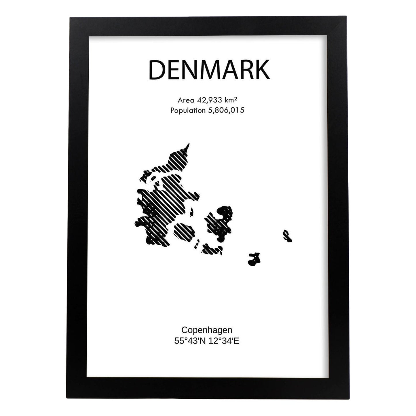 Poster de Dinamarca. Láminas de paises y continentes del mundo.-Artwork-Nacnic-A3-Marco Negro-Nacnic Estudio SL