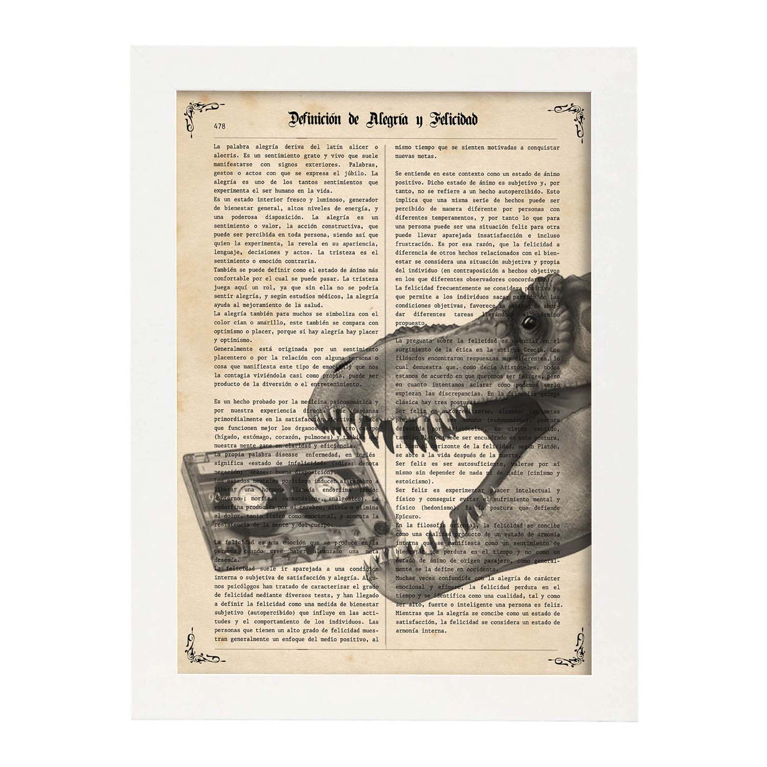 Poster de Dinosaurio con casete. Láminas de animales con definiciones. Regalo para los amantes de los animales.-Artwork-Nacnic-Nacnic Estudio SL